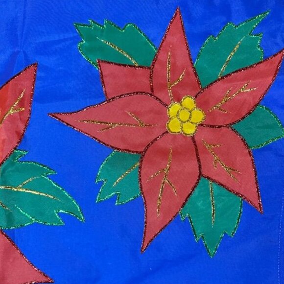 Set of 2 Jetmax Interntl Poinsettia & Reindeer Christmas Nylon Christmas Flags - Picture 6 of 13